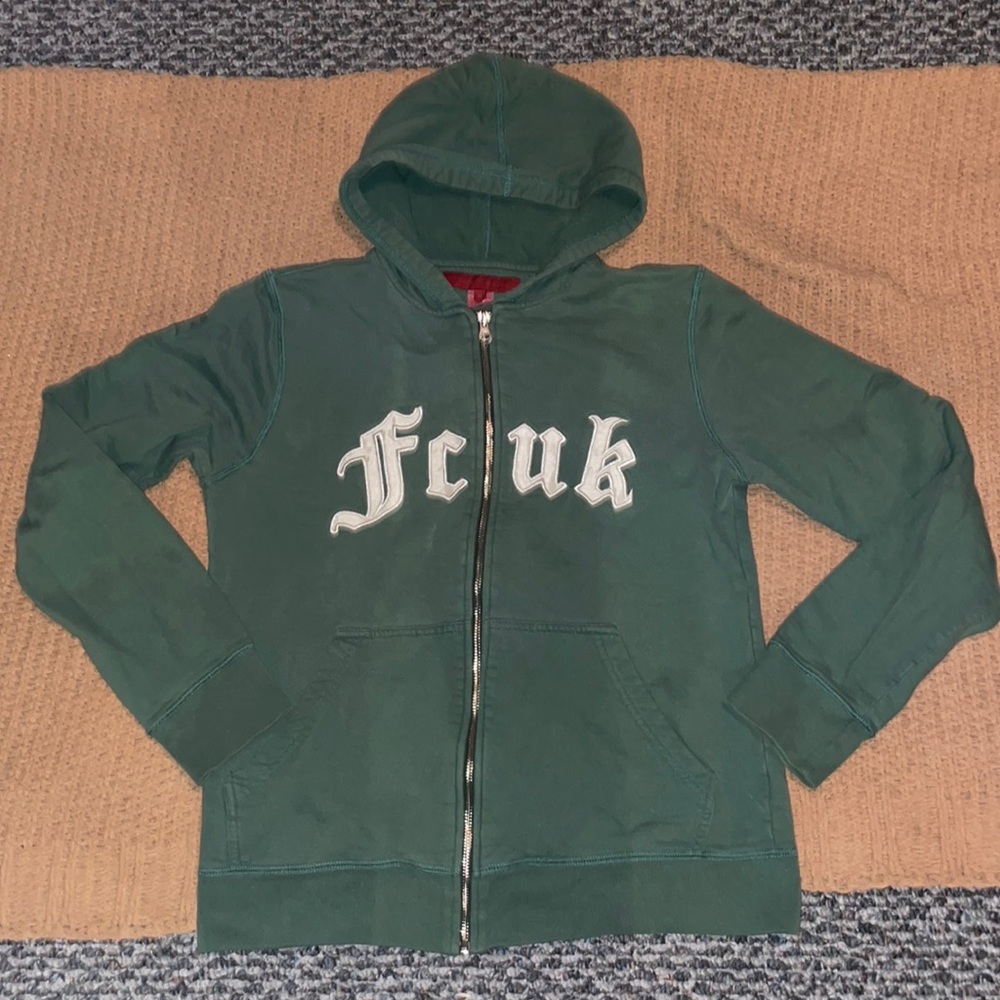 FCUK green zip hoodie M